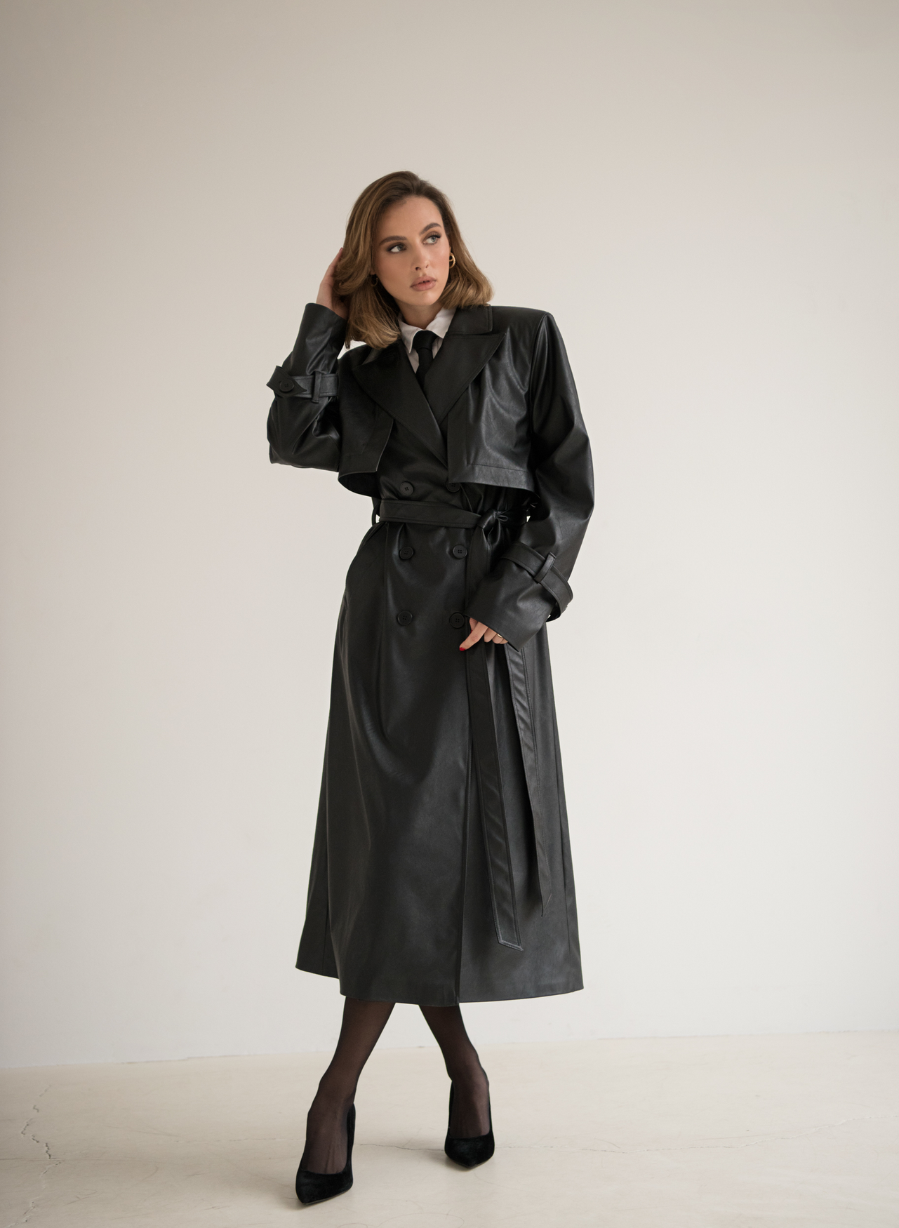 Trench Coat | Black Leather