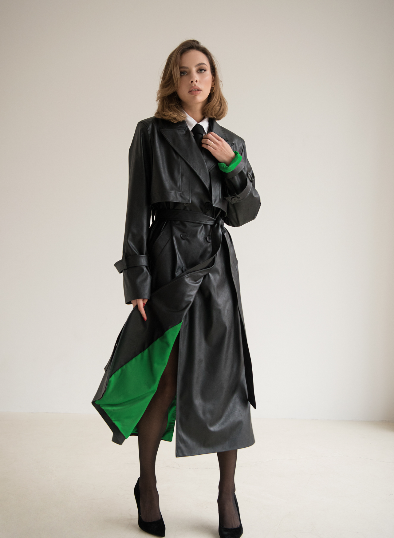 Trench Coat | Black Leather