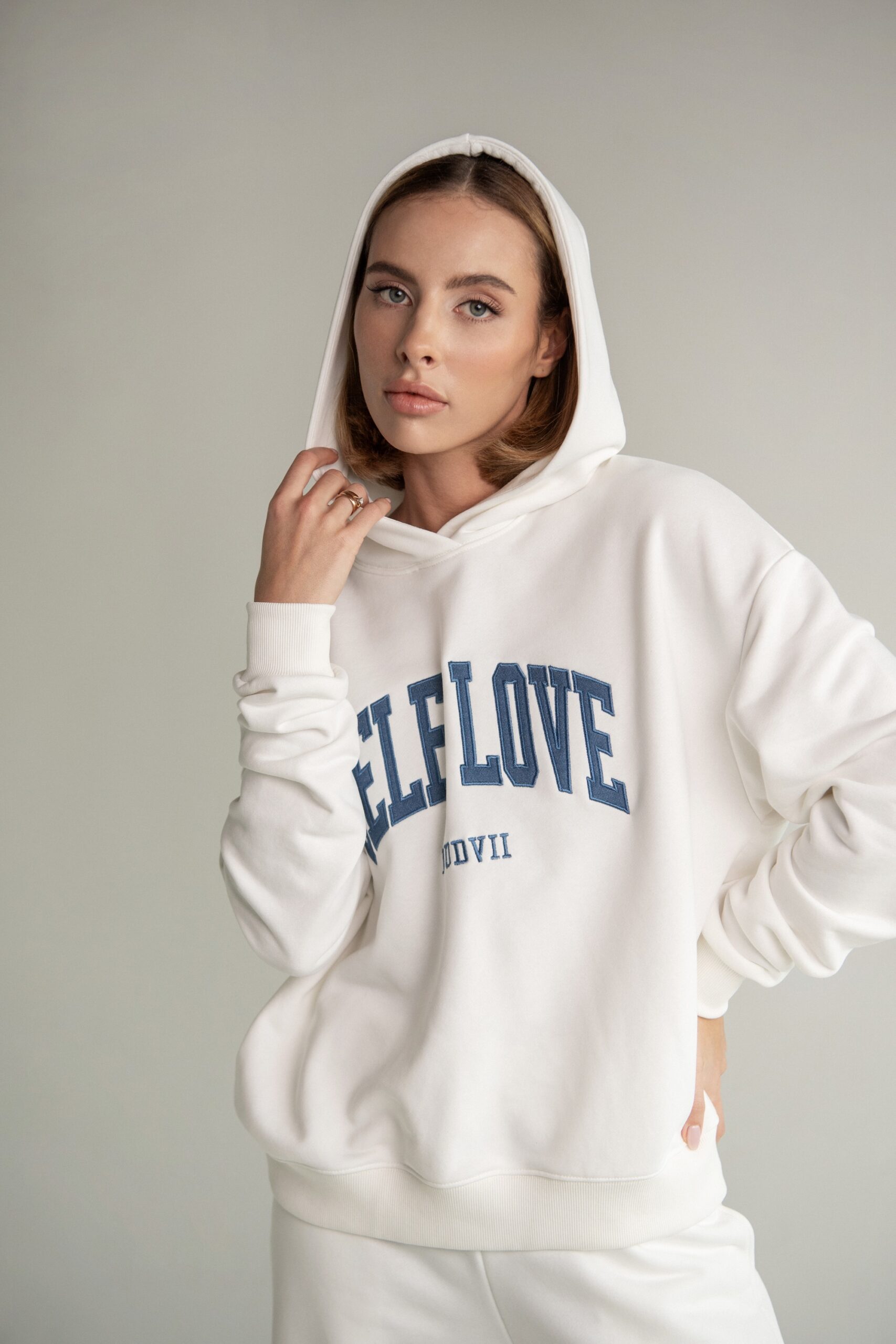 Cropped Hoodie SELF LOVE | White