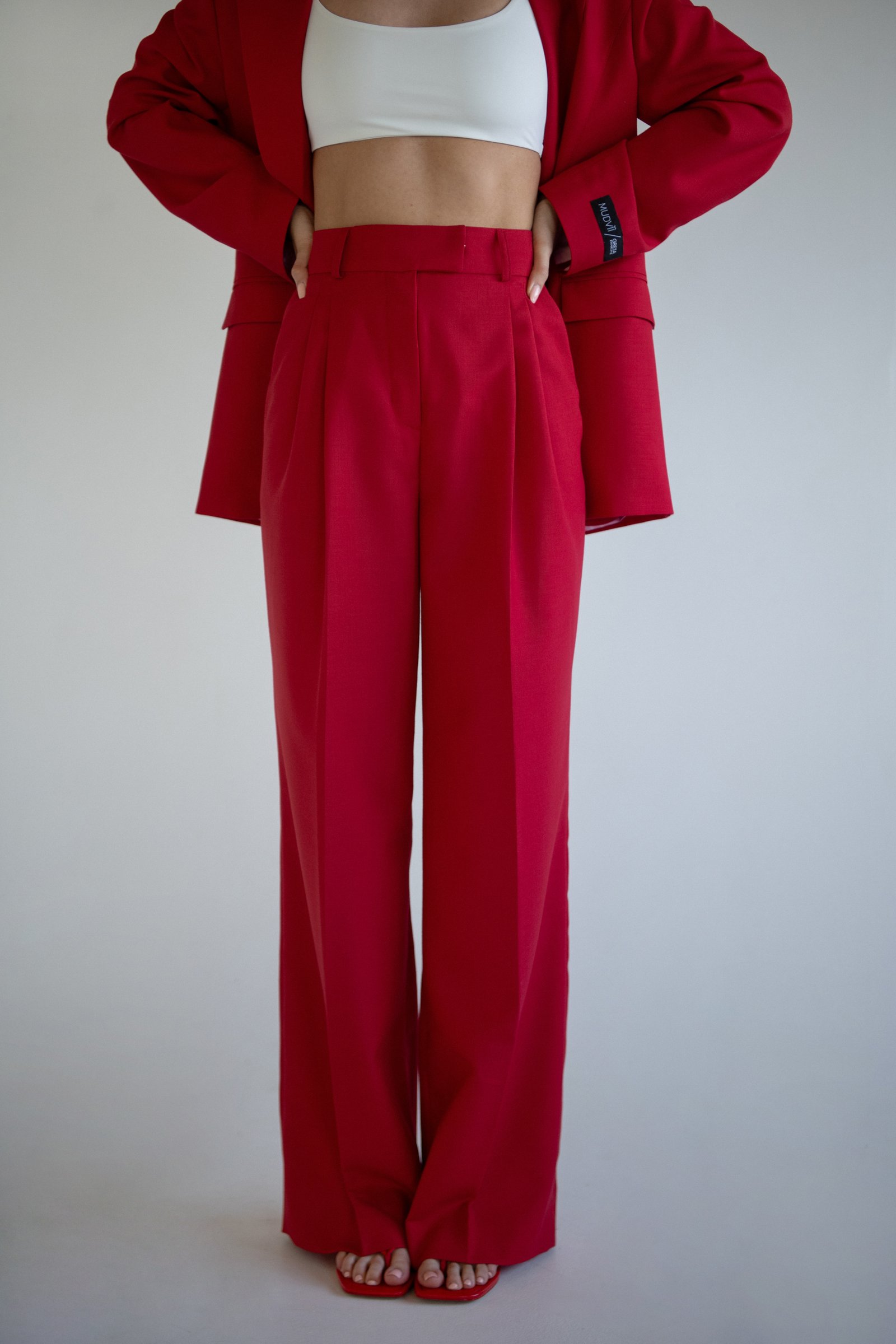 High Waisted Trousers | Red