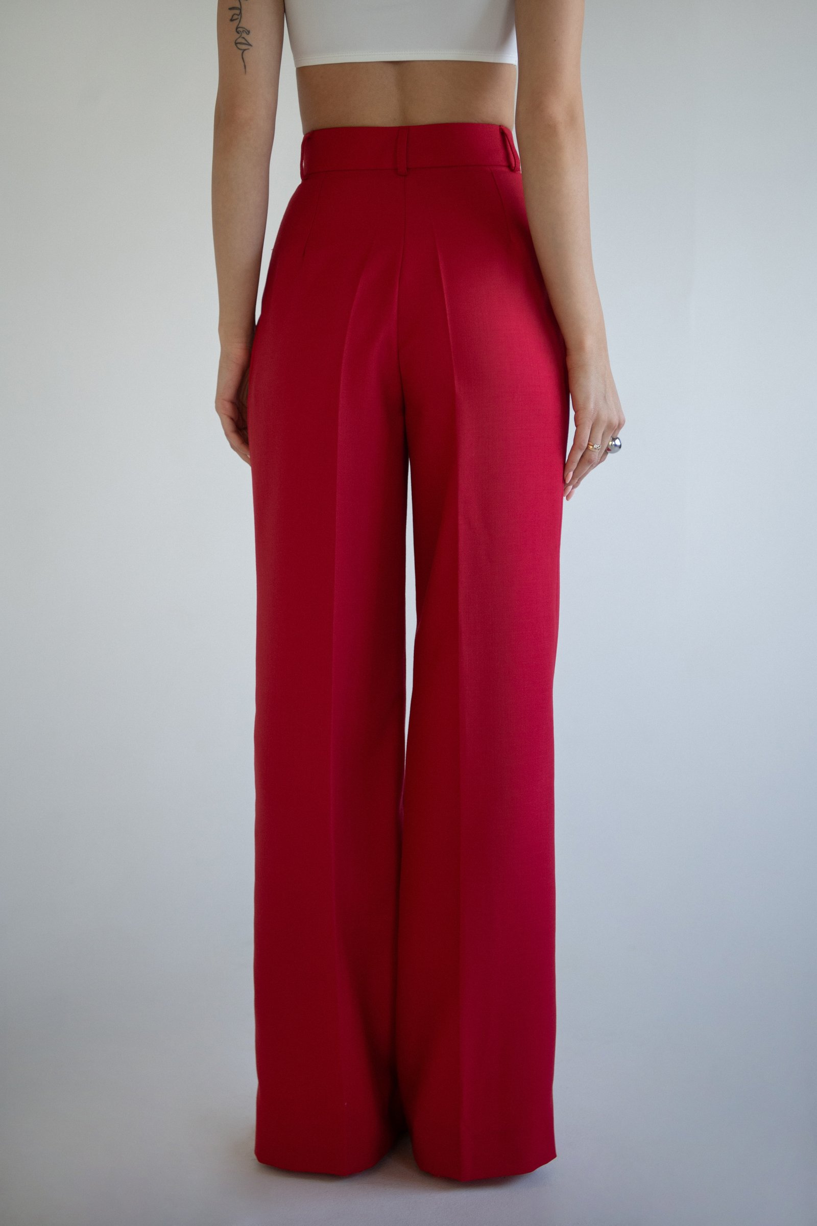 High Waisted Trousers | Red