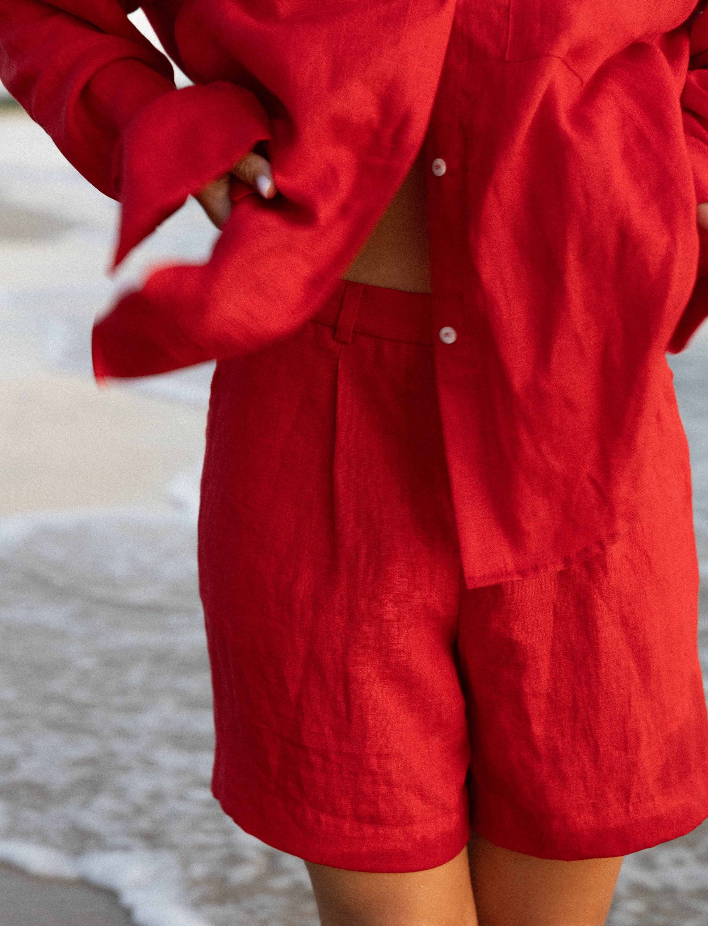 Linen Shorts | Red