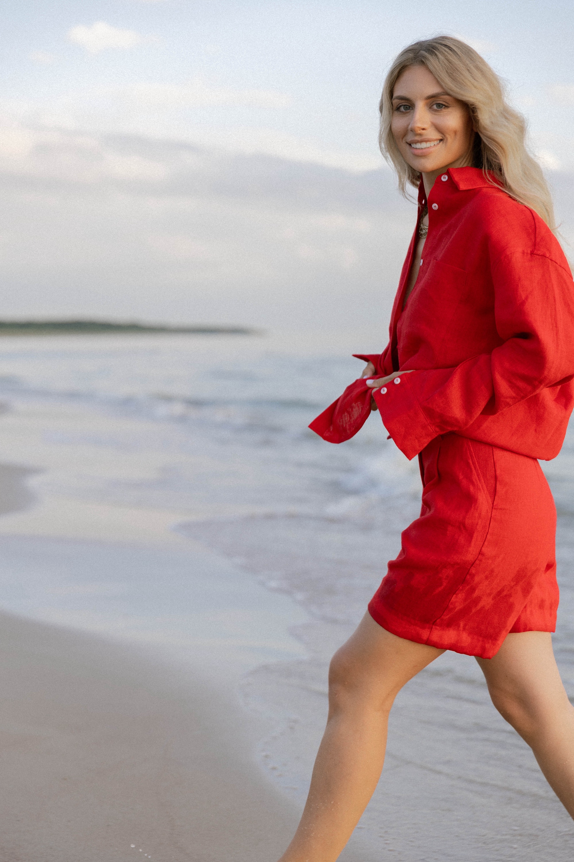 Linen Shorts | Red