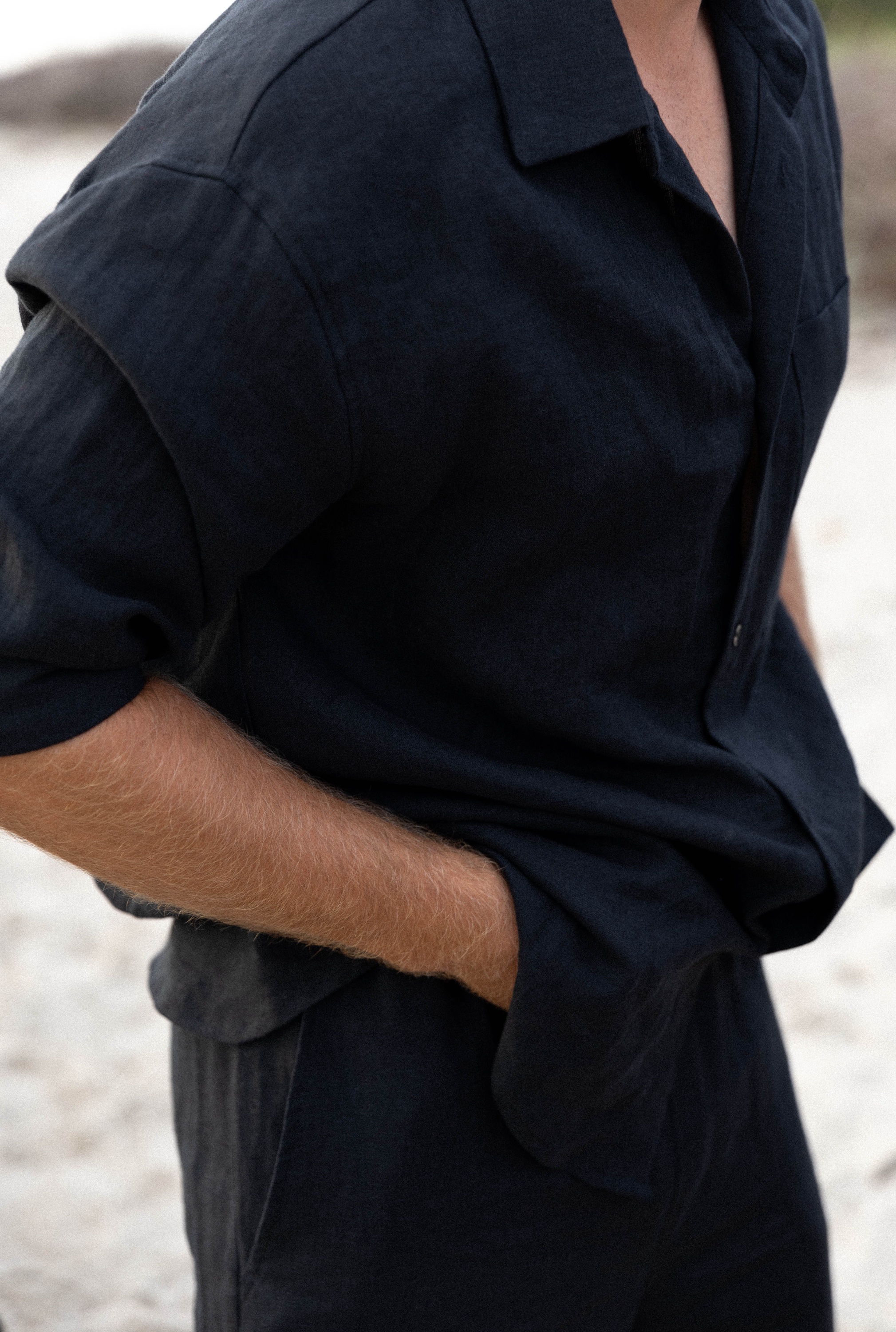 Men linen shirt | Black