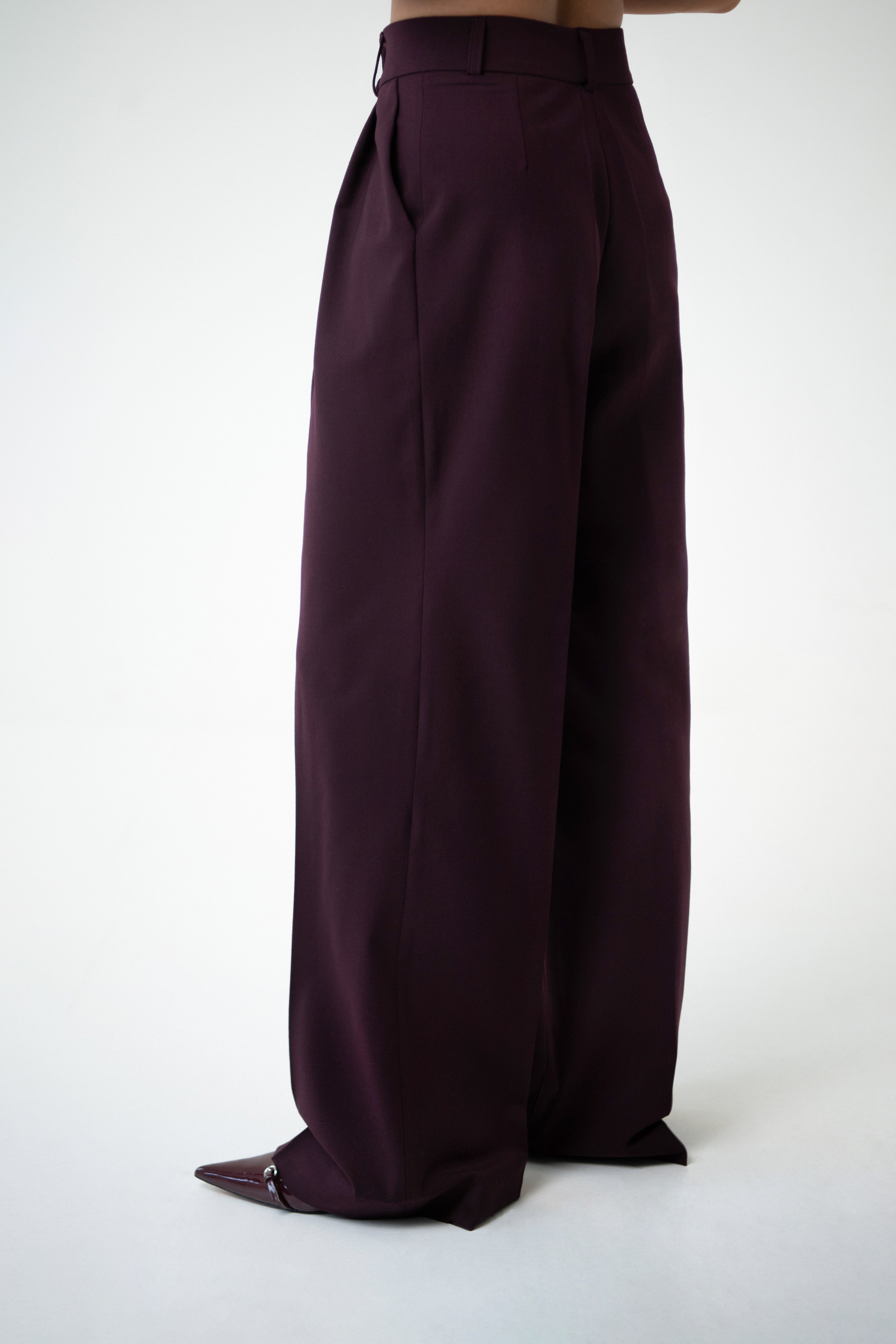 High Waisted Trousers | Burgundy