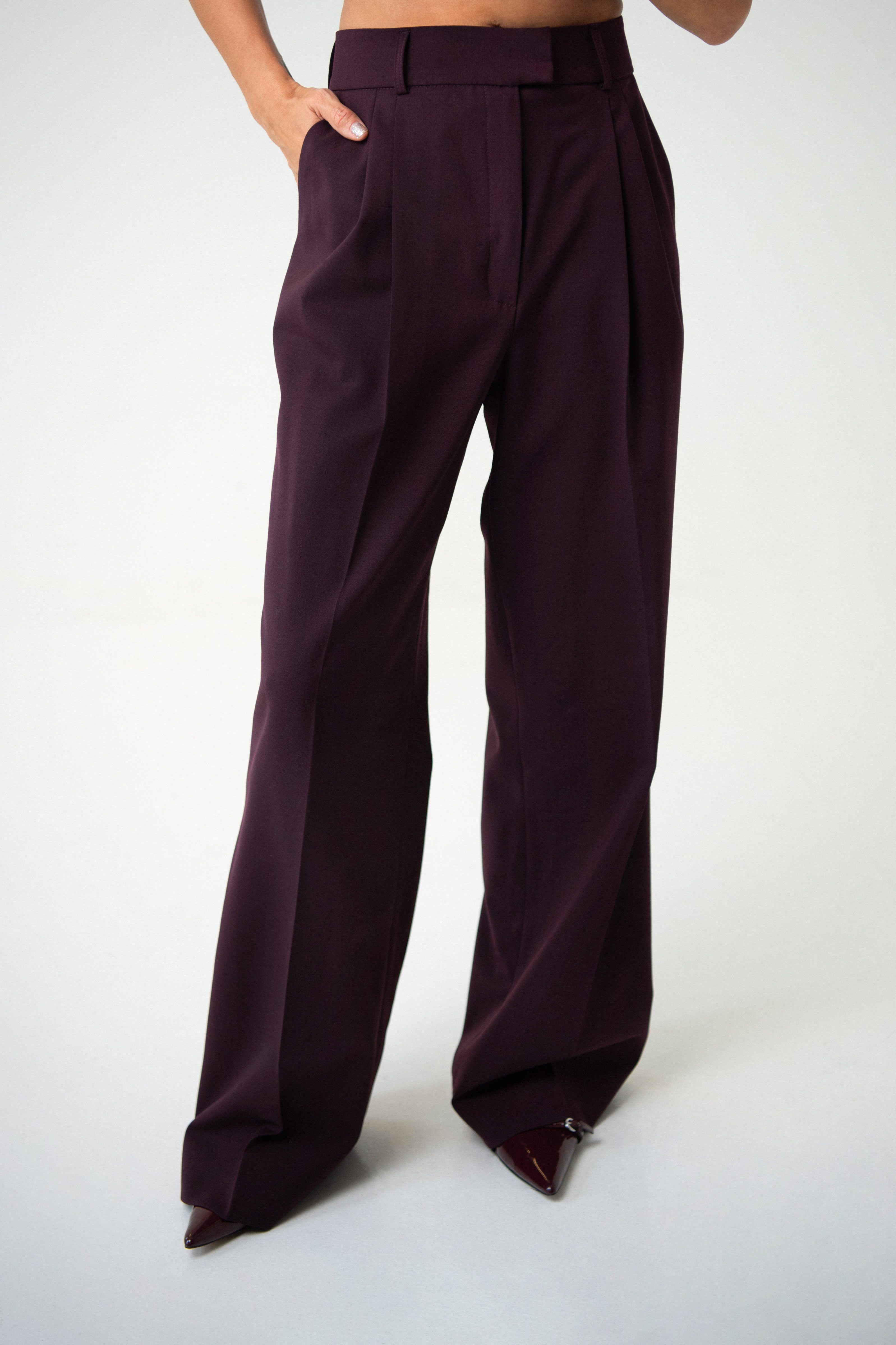 High Waisted Trousers | Burgundy